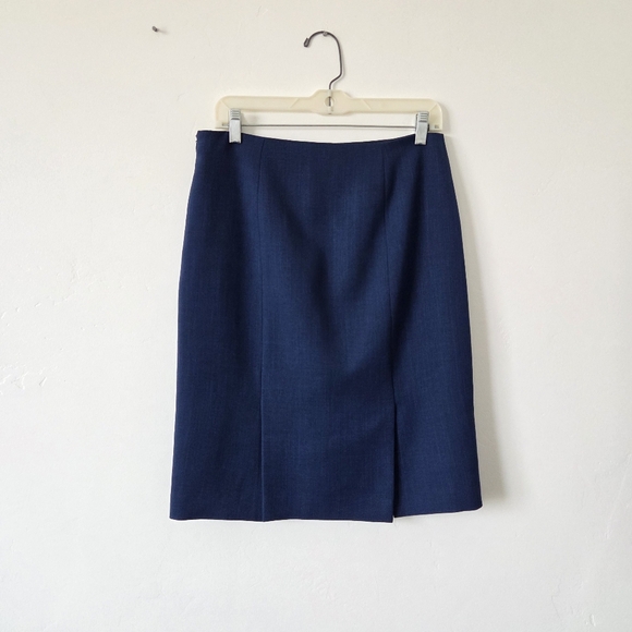 Vintage Evan Picone Pencil Skirt Navy Blue Chambray Professional Preppy Office 6 - Picture 5 of 10